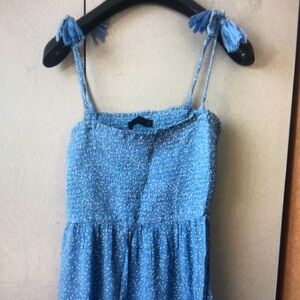 Blue Textured Sleeveless Dress